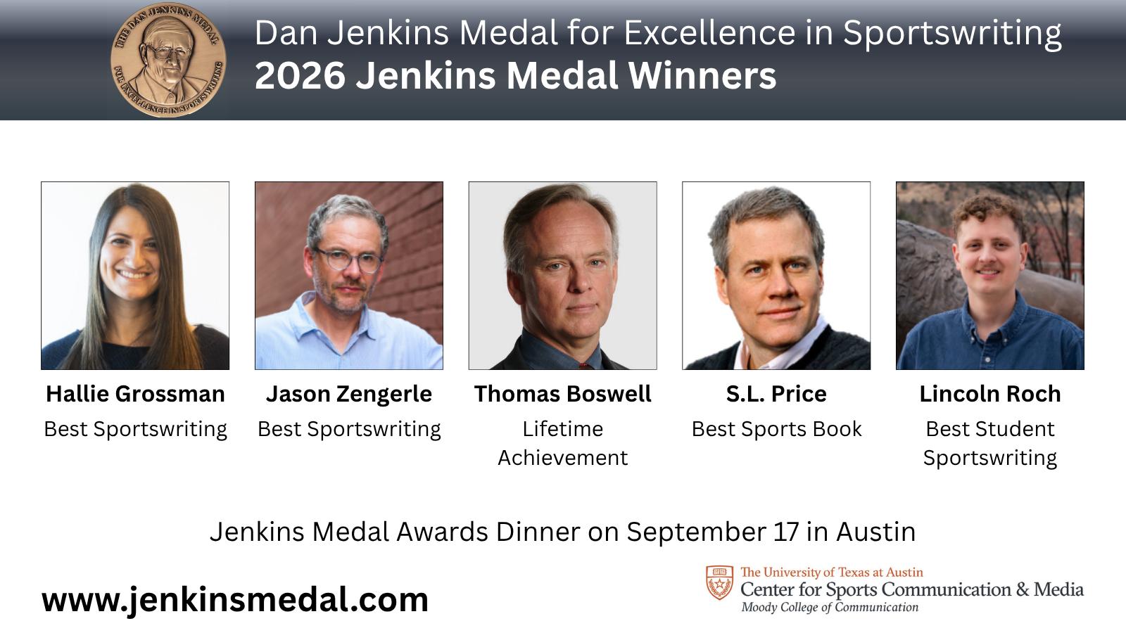 2026 Jenkins Medal winners